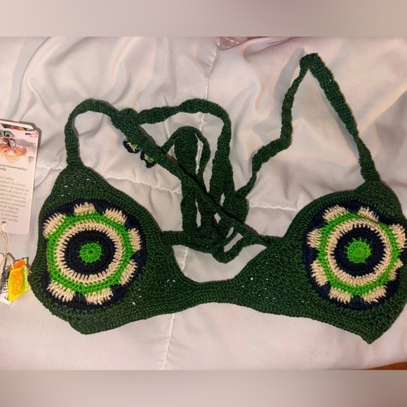 NWT Agua Bendita Lynn Crochet bikini top M retro boho swim vacation beach - Picture 5 of 10